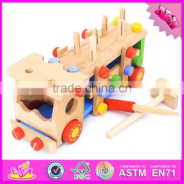 2016 new design kids diy wooden screw car toy W03C024
