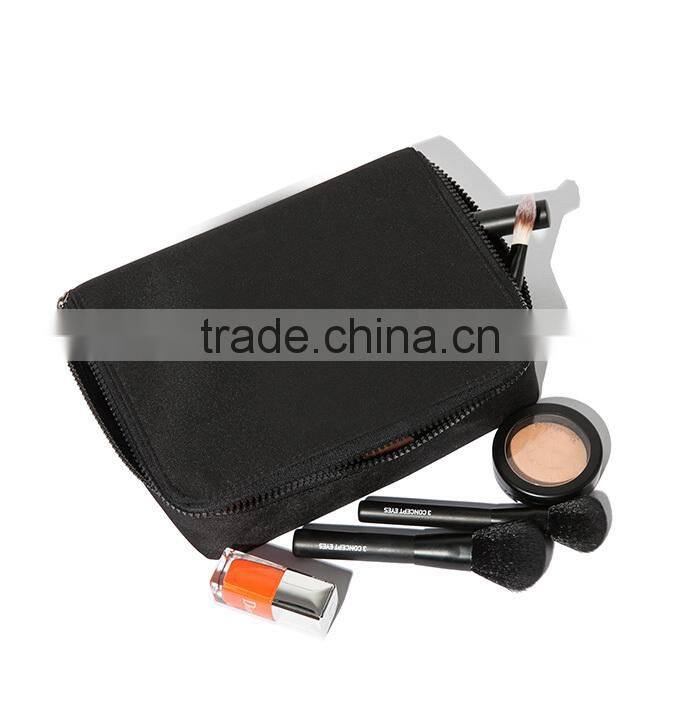 Black pu leather designer makeup bag with professional