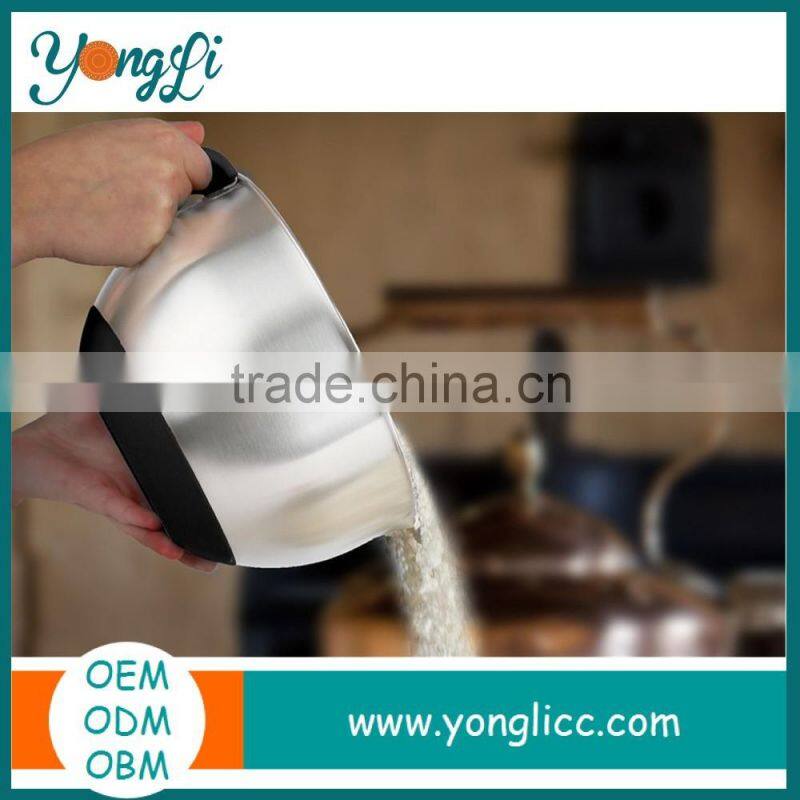 Home Silicone Handles Measuring Bowls 3 Piece Stainless Steel Mixing Bowl Set