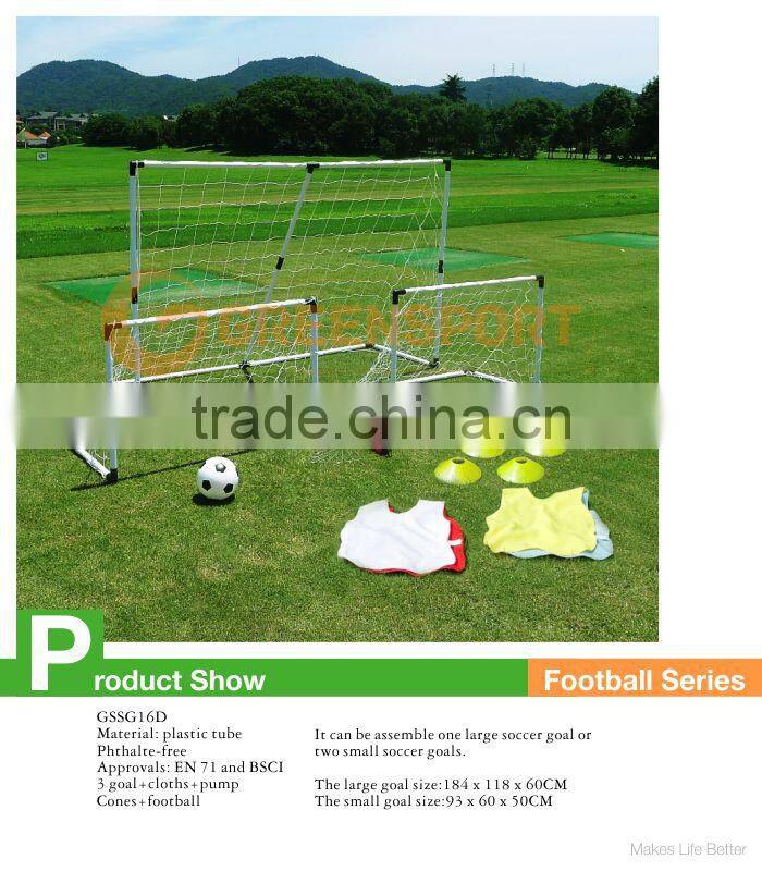 GSSG16D 2 in 1 plastic soccer goal set with cone and vest
