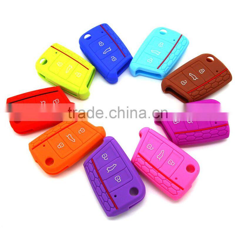 Best price custom car key shell silicone car key cover for VW golf 7