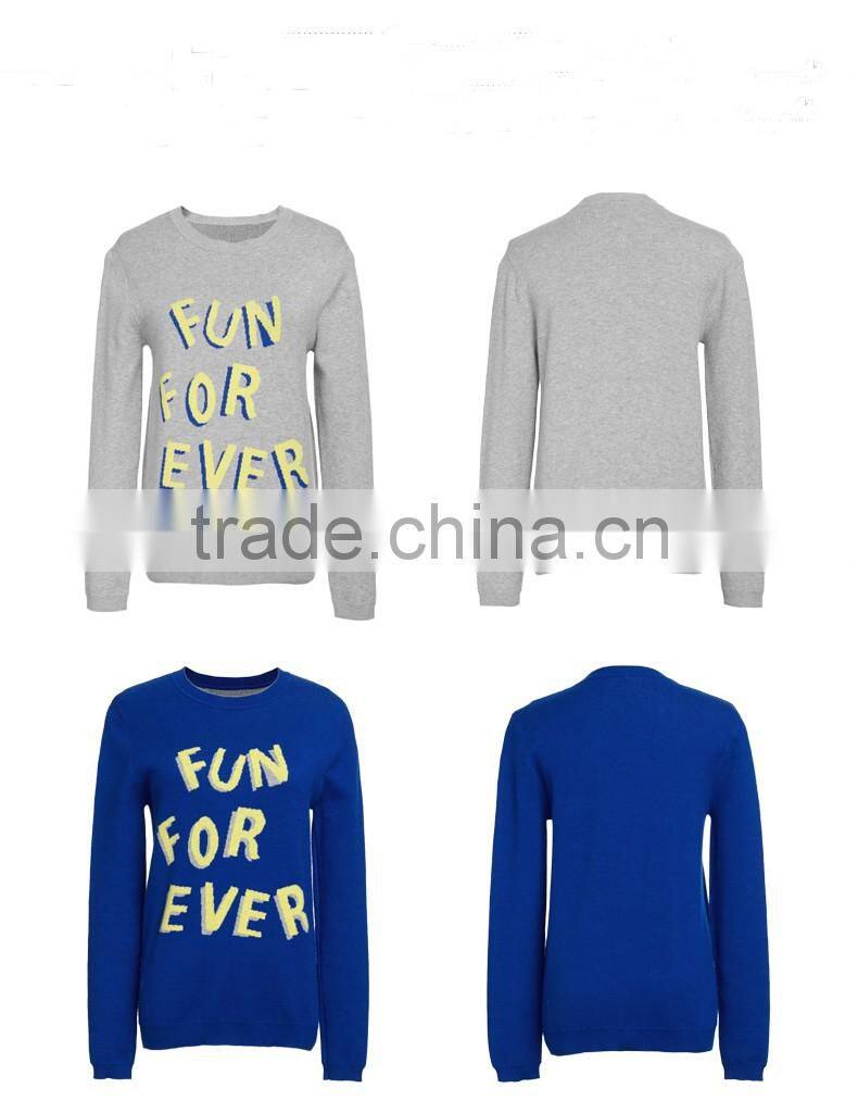 latest design ladies sweater printing woman knitted sweater