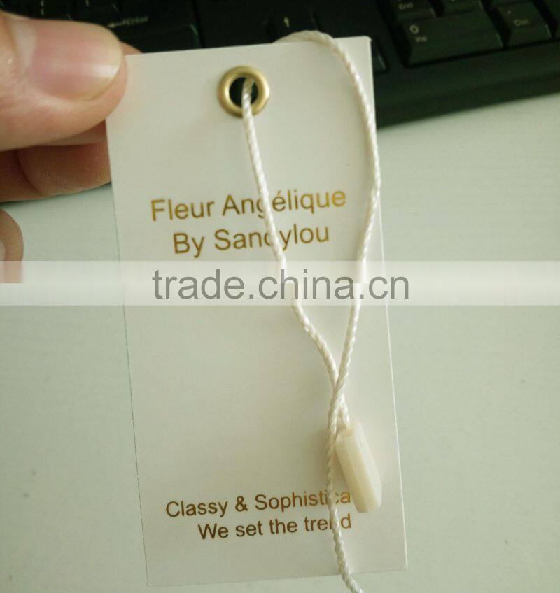2017 Hot sale high quality gold stamping logo paper hang tags for garments