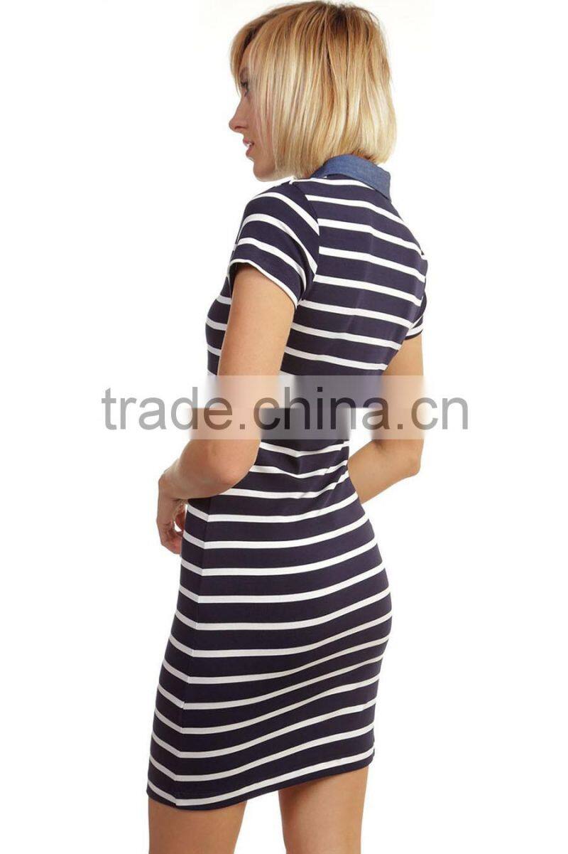 2015 summer cotton fabric black simple ladies plain t-shirt fashion dress with pocket