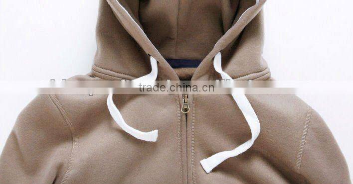 Custom tight slim fit plain fleece thick drawstring zip up hoodie for women