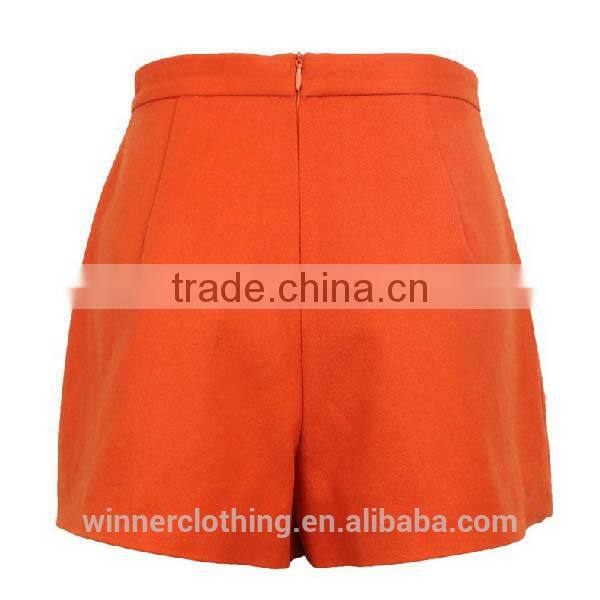Fashion woolen winter wide leg ladies short pants in orange