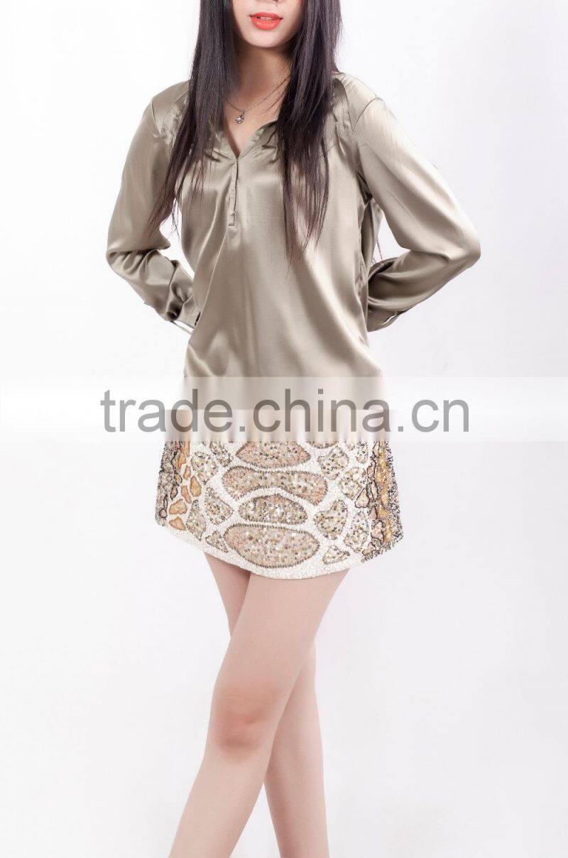 Newest silk casual blouse 2015