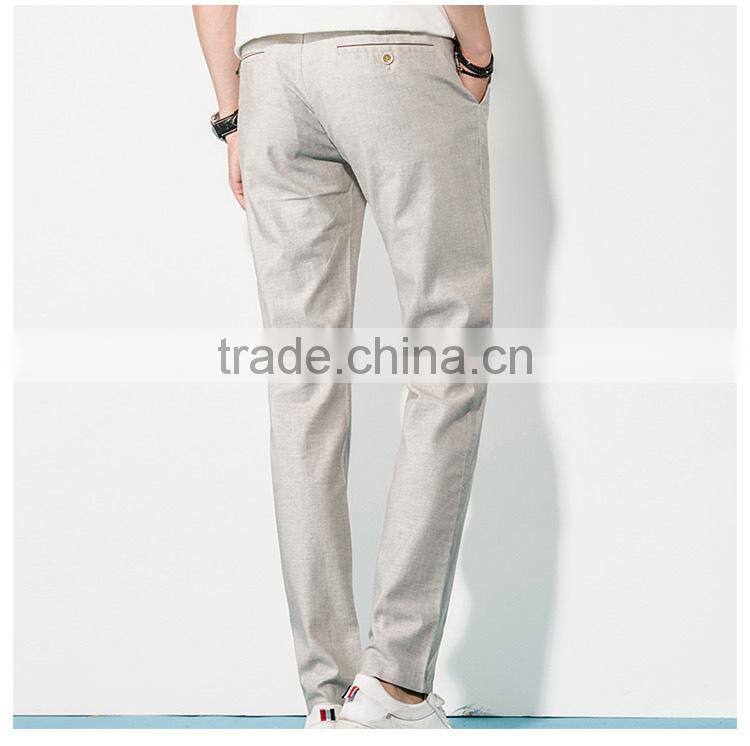 Men's summer linen trousers thin straight all-match size casual loose cotton pants custom