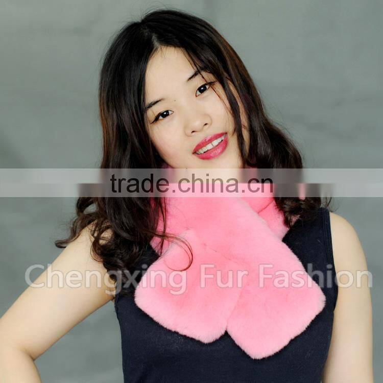 CX-S-56B Newest Products For 2016 Girls Pink Real Rex Rabbit Fur Scarf