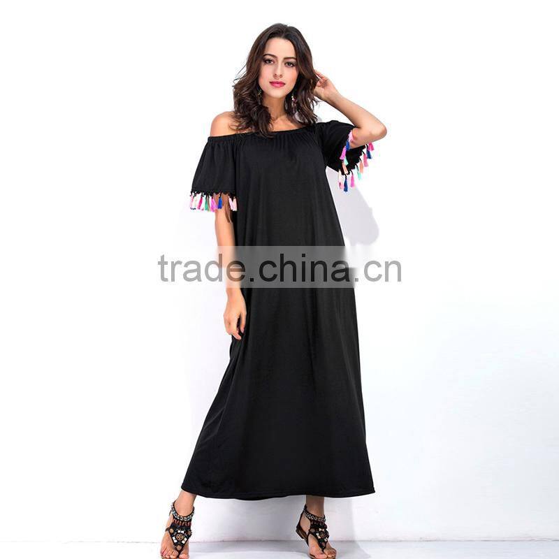 Maxnegio basic sundress with tassels for ladies