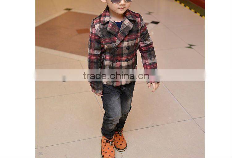 2016 high quality boys lattice coats 100% Cotton Long Sleeve