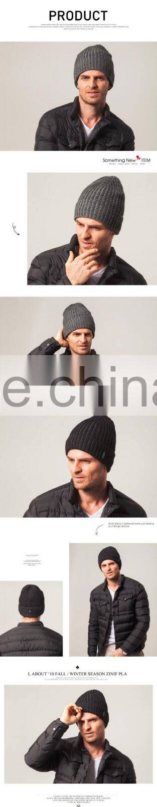 Leisure Design Mens Solid Grey Color Winter Knitted Dobby Hats And Cap