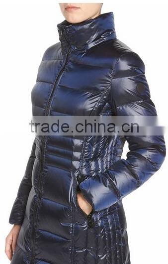 Convertible Stand Collar Stylish Ladies Elegant Long Padding Quilting Jacket For The Winter