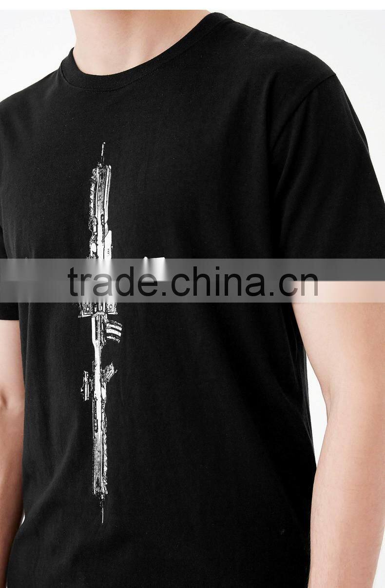 Customized blank printing black tee fashion hip hop design men t-shirt