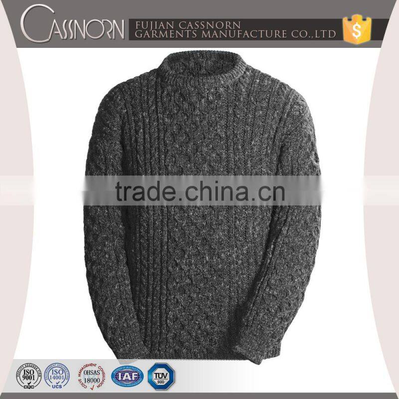 popular drop shoulder winter cable knit pure wool sweaters for men