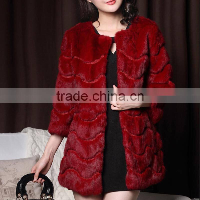 Plus sizes Winter New Women's fur coats Elegant slim Rex Rabbit fur coats Long fur jackets rabbit coats