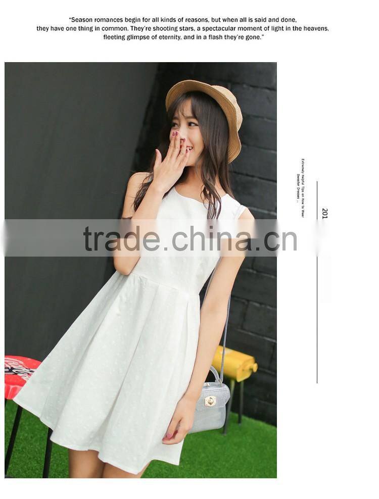 summer new design young lady dress fashion printed cotton linen A-LINE embroidered dress Sleeveless vest dress