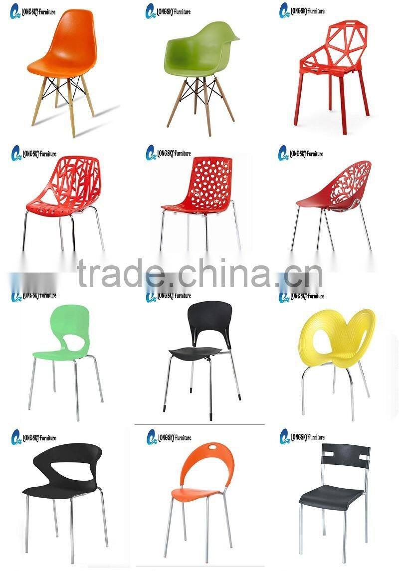 LS-4001 3V Plastic Chair,Shining Red Color Living Room Chair With Wood Leg
