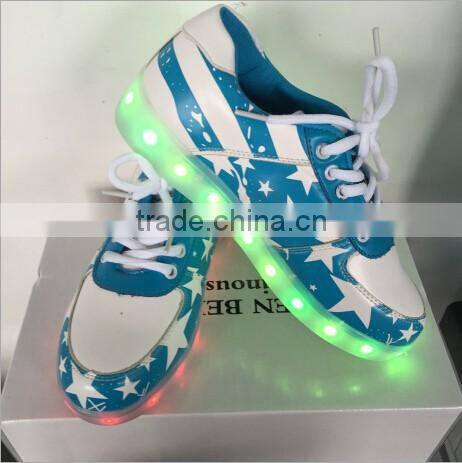 Wholesale Rechargeable Light Flashing Shoes LED Lace-up Flat Shoes
