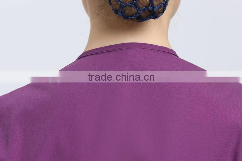 2016 top quality Juqian classic purple V neck summer hospital medical staff uniforms