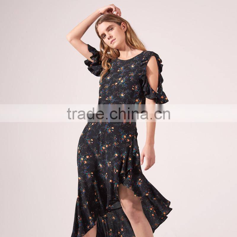 THE NEWEST women sexy all-over floral print asymmetric skirt