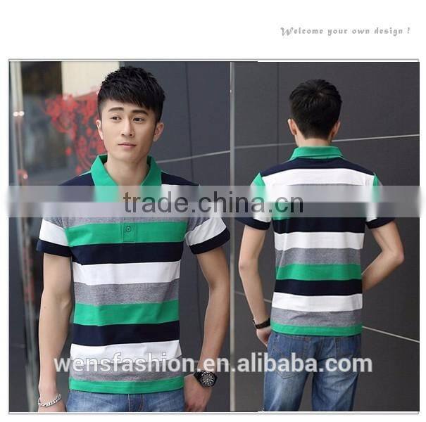 Hot Sale Custom High Quality Pure Short Sleeve Stripe Polo Shirt For Man