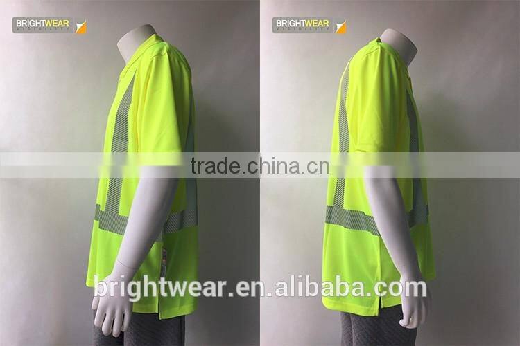Hi-vis short sleeve 3M tape reflective safety ANSI night use protective polo shirt