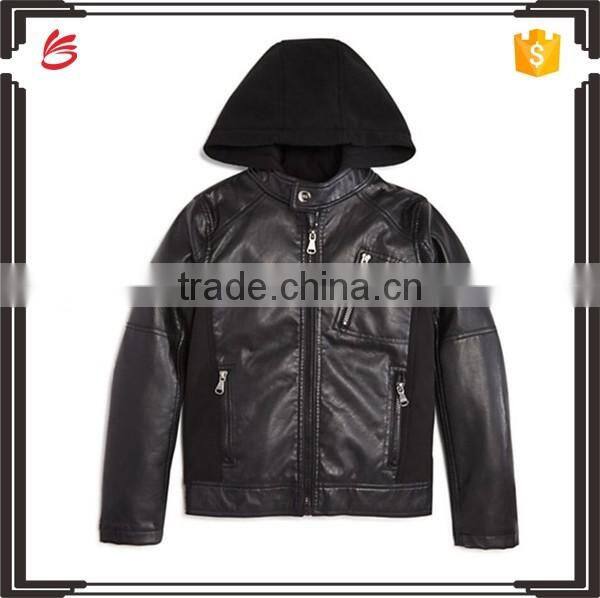 Winter baby kids black leather jacket wholesle winter leather