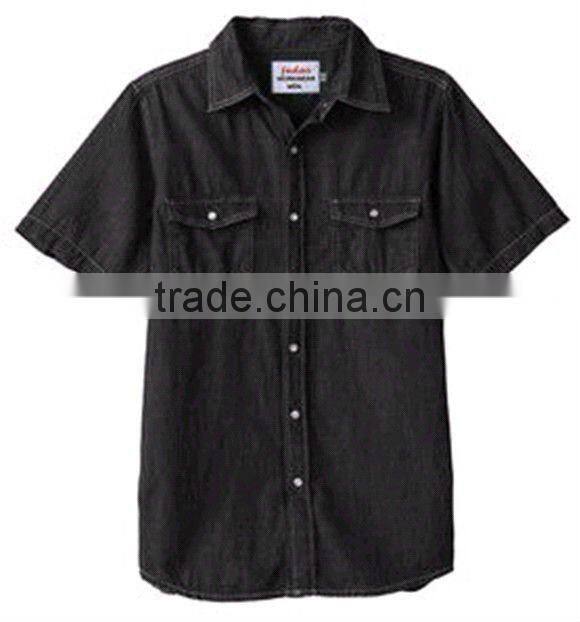 Popular style 100% Cotton Washed Denim/Retro Cowboy short sleeve shirt for men