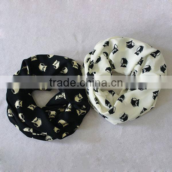 Women's Halloween Owl Pattern Print Artificial Cotton Wrap Scarf