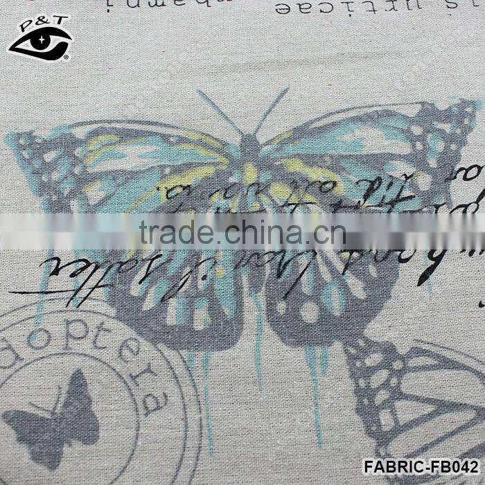 100% Linen Fabri Cotton Fabric Wholesale Fabric Butterfly Printed for Home Textile Curtain fabric