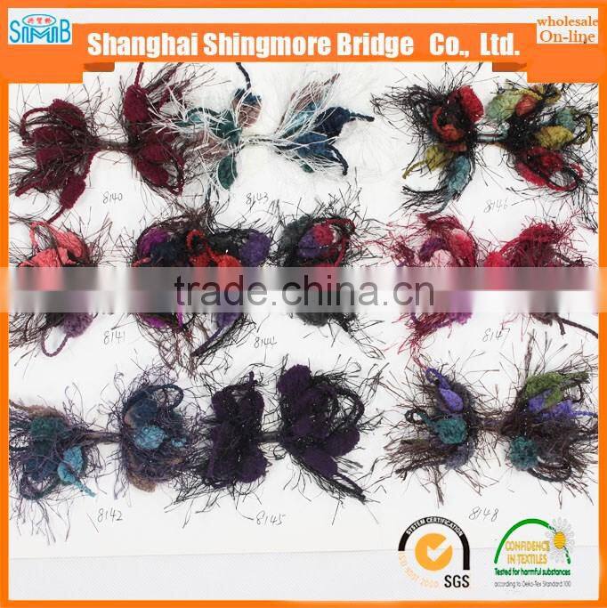 China twisted yarn factory direct wholesale feather pompom yarn for knitting scarf in factory price