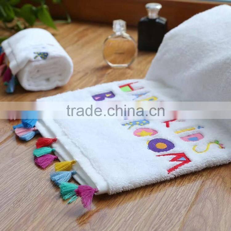 Gift set promotional cotton towel with tassle luxury gift set