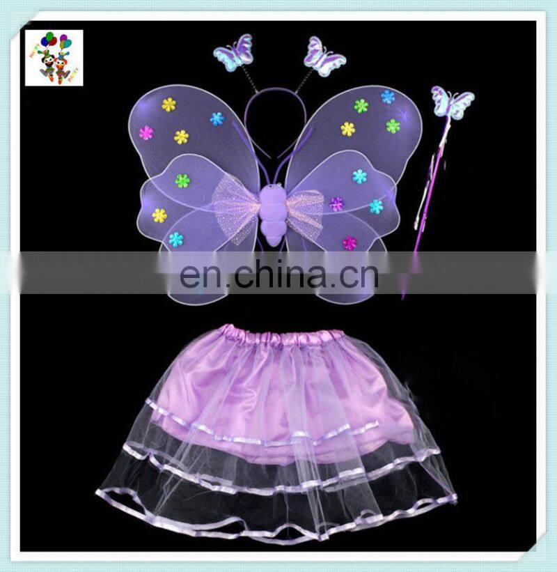 Purple Kids Girl Princess Fairy Butterfly Wings Set with Skirt HPC-0850