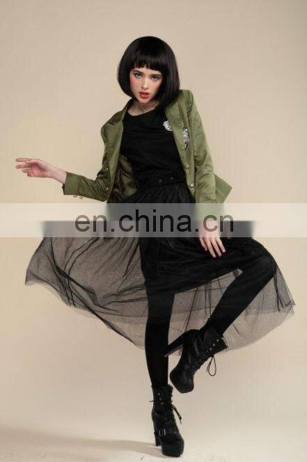 Academy style fashion design badge embroidered mini suit coat for ladies