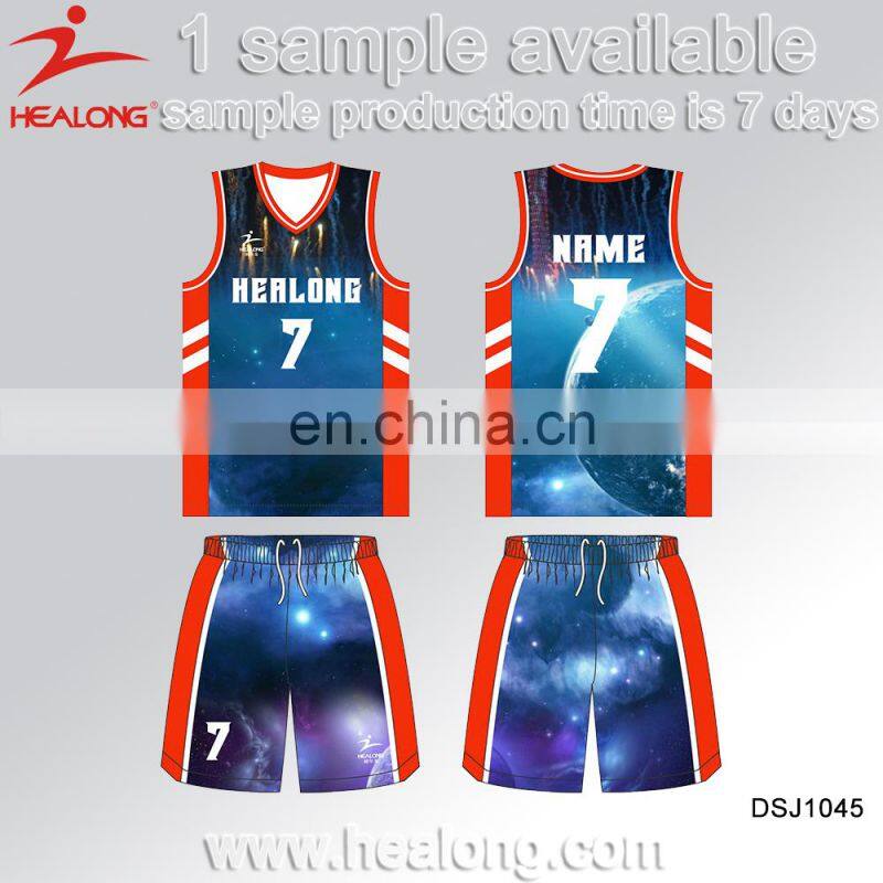 Thermal Transfer Printing Designed And Made Basketball Jerseys