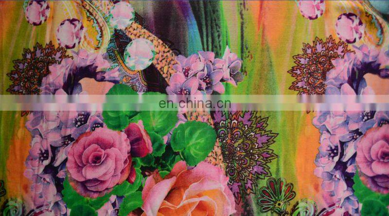 China wholesale 3D picture Digital printed Rayon fabric beautiful flowers