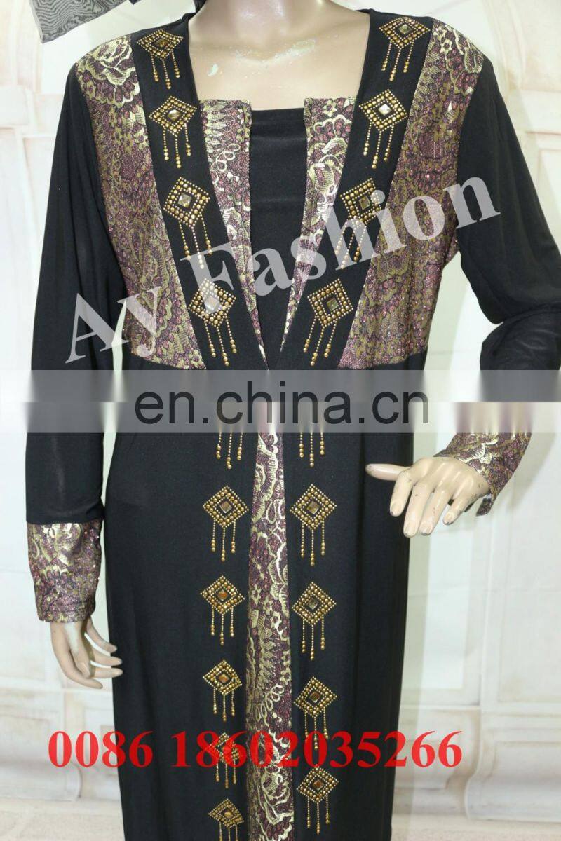 New style fashionable front open abaya women Kimono with lace trim fashion design lace abaya