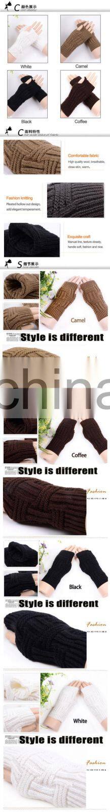 Wholesale autumn and winter half acrylic gloves hook flower type knitting women warm gloves