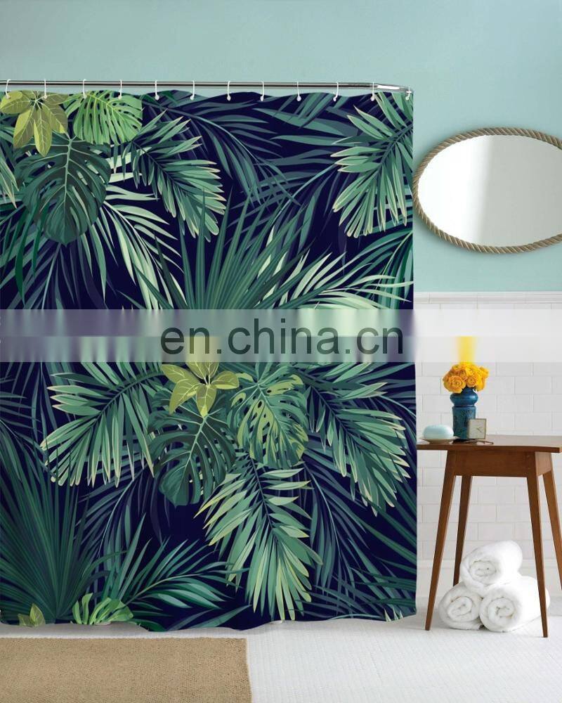 Printed bathroom shower curtain, Hookless Waffle Fabric Shower Curtain for bathroom