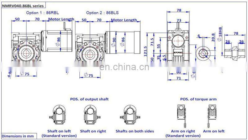 NMRV040.86BL NMRV050.86BL Series Brushless dc Worm Gear Motor with NMRV Gear reducer High Torque Large Power upto 750w