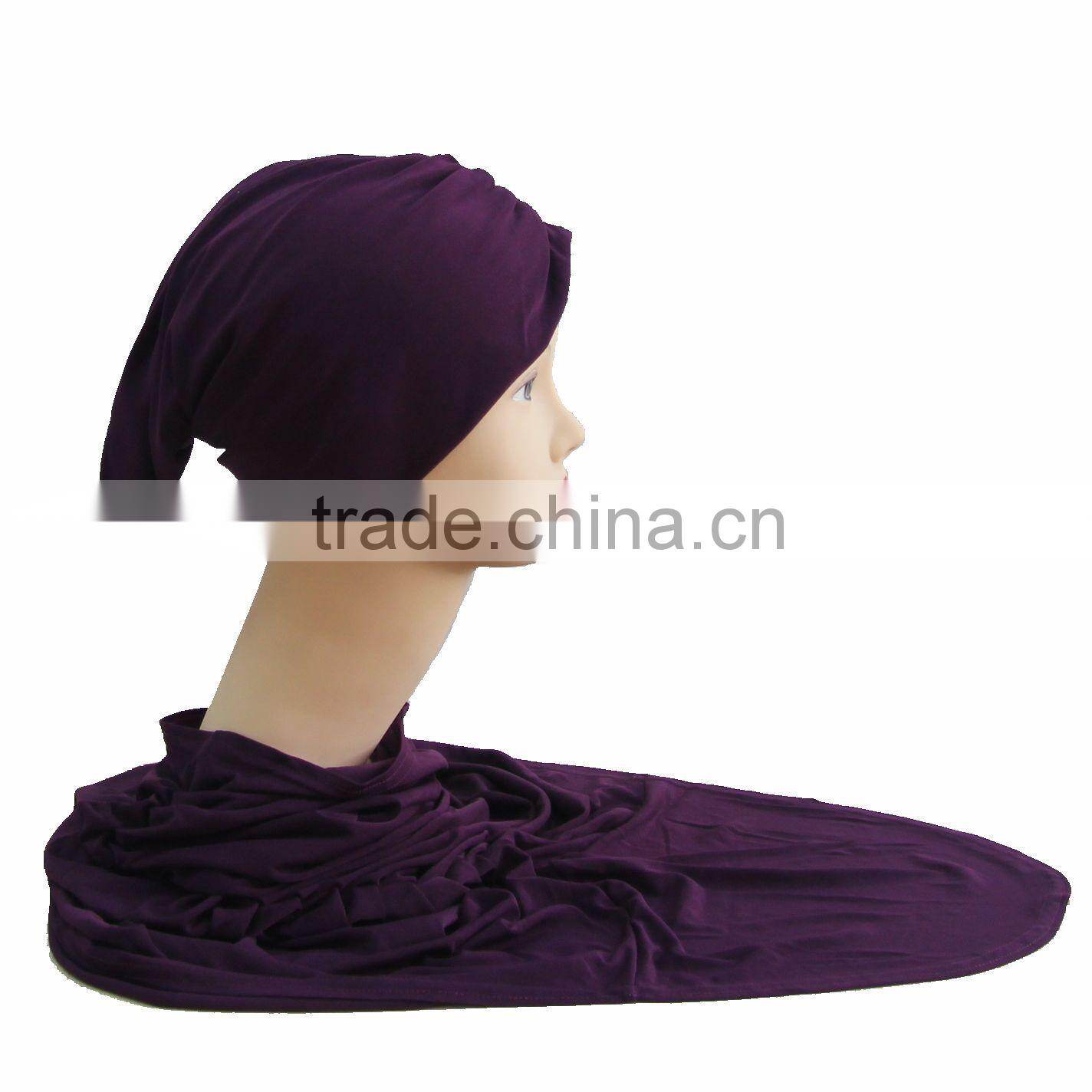 A239 Newest design solid color ruffle Lycra TWO Pieces HIJAB