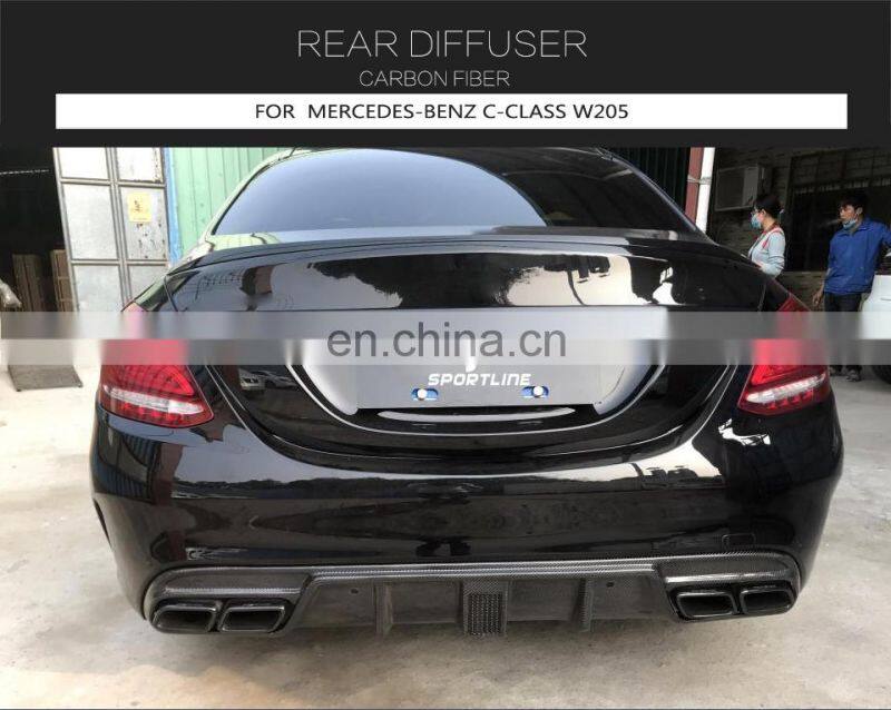 Carbon Fiber Rear Bumper Spoiler Diffuser for Mercedes Benz C class W205 C43 AMG Sedan 4-Door 2015-2020