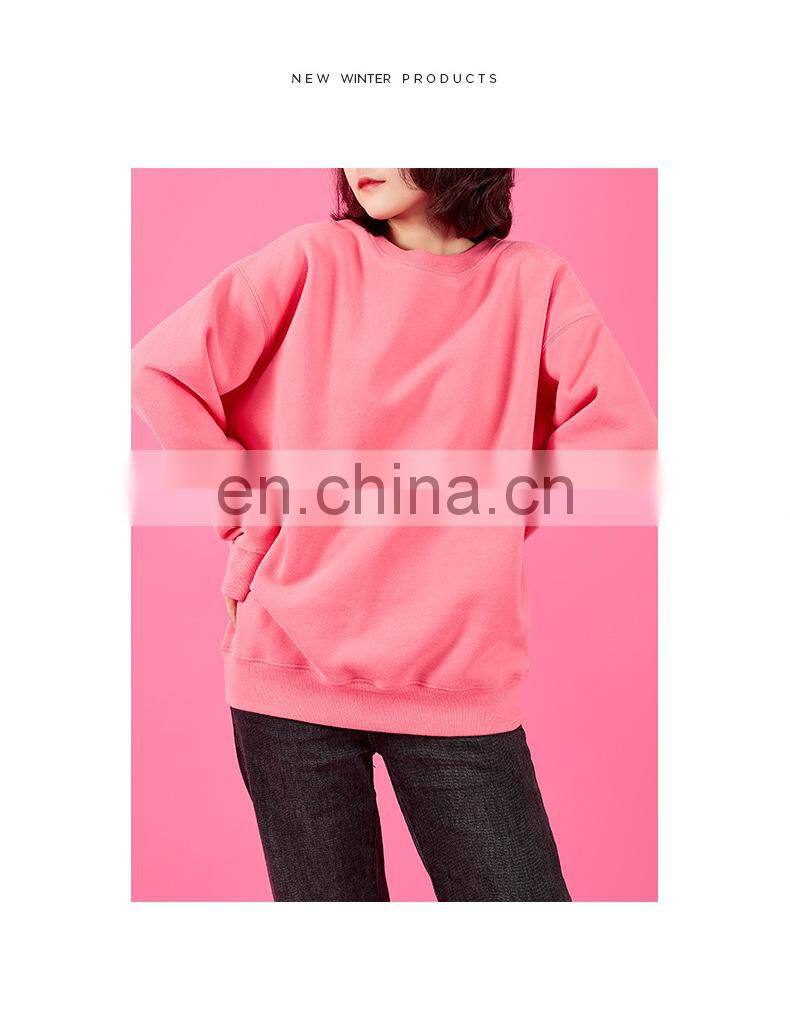 2021 autumn and winter new warm Korean round neck solid color fashion trend loose ladies pullover sweater
