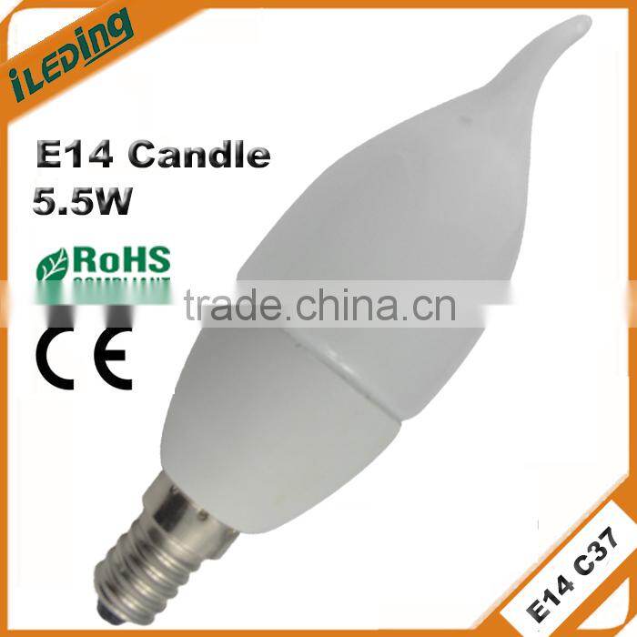 CE RoHS 5.5W 450lm E14 C37 Tail LED Candle Light