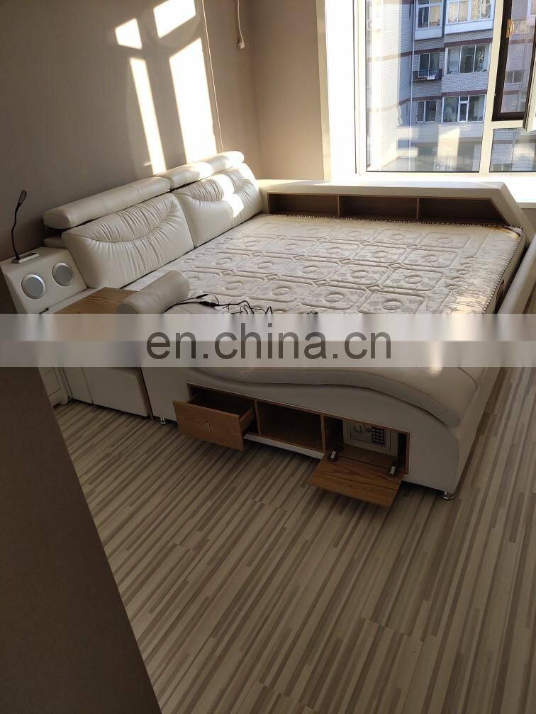 Luxury Modern style leather sofa wood beds room furniture for home or hotel