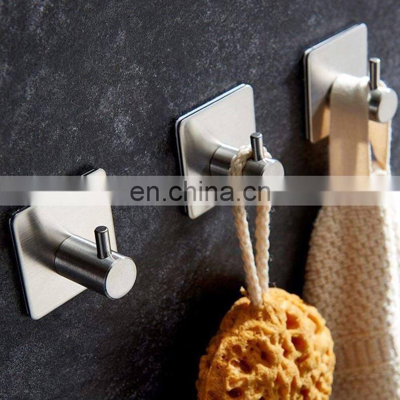 Custom Chromed Stainless Steel Adhesive Hook permanent or removable adhesive hook