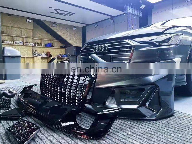 Runde New Design PP Material Body Kit For Audi A6 C8 MTM Style Front Bumper Grille Rear Lip Exhaust Body Kit
