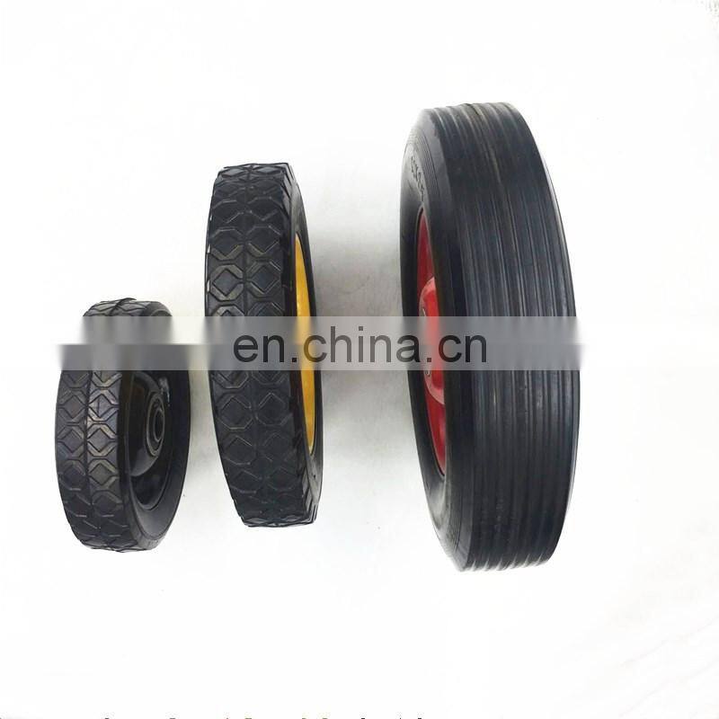 Custom cast iron wheel hub solid rubber shopping trolley wheels