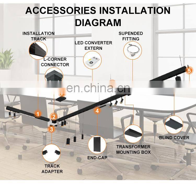 Modern Hotel Decor Aluminum Black 24w Smd Led Linear Pendant Light Led Grille Light